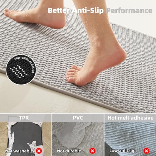 TYUU Bathroom Rugs Non Slip Washable, Super Absorbent Thin Bath Mat Small Quick - Image 5