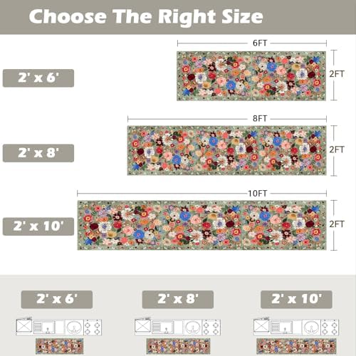 Floral Hallway Runner Rug 2x6 for Bedroom Kitchen - Image 2