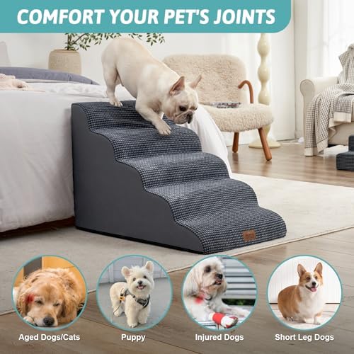 COZY KISS Wide Dog Stair for Small Dog 22.6" H, 5 Step Pet Ramp for Bed - Image 4
