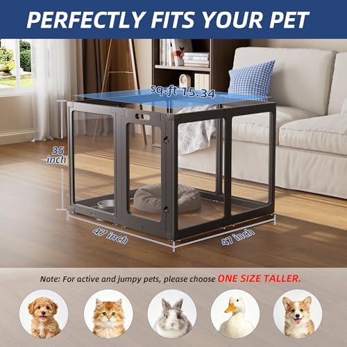 Clear Acrylic Dog Playpen Indoor Pet Pen, 8 Panels - Image 5