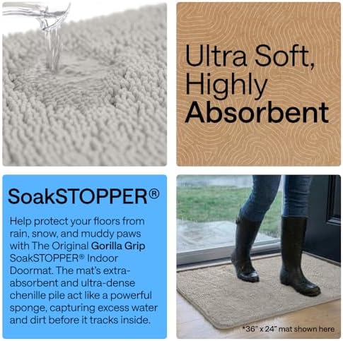 GORILLA GRIP SoakSTOPPER Dog Door Mat, Machine Wash and Dry, 48x30 Lt Gray - Image 4
