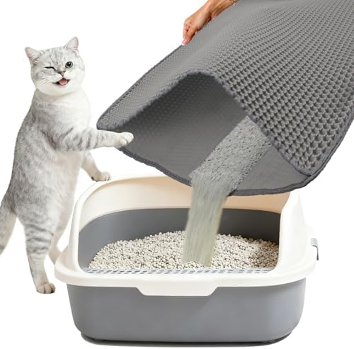 Cat Litter Box Mat, Double-Layer Honeycomb Litter Trap 35"x24" Gray by Unknown