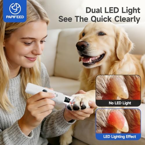 PAPIFEED Dog Nail Grinder with LED Light, Ultra Quiet 3-Speed Electric Nail File - Image 5