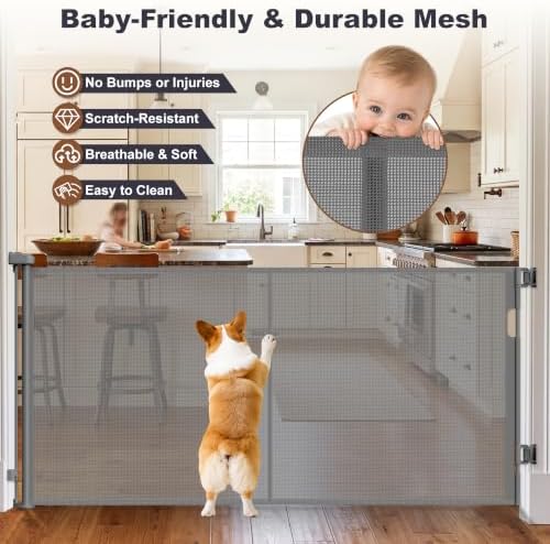 GRENFU Reinforced 71" Wide Retractable Gate Prevents Crawling Under - Image 6