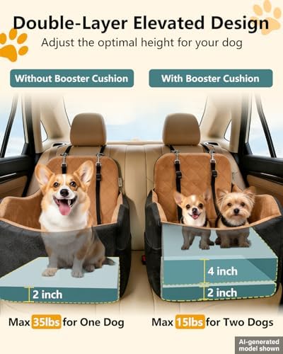 Dog Car Seat for Smal Dogs Up to 35lb, Machine Washable Dog Booster Car Seat - Image 4