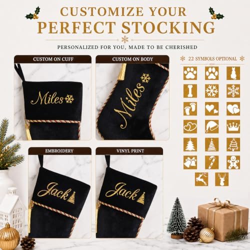 Personalized Christmas Stockings with Names 3 Pack Black White - Image 6