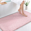 Bcoimo Bath Rug Mat, 44x24 Chenille Non Slip Pink Long Bathroom Runner Rugs by Bcoimo
