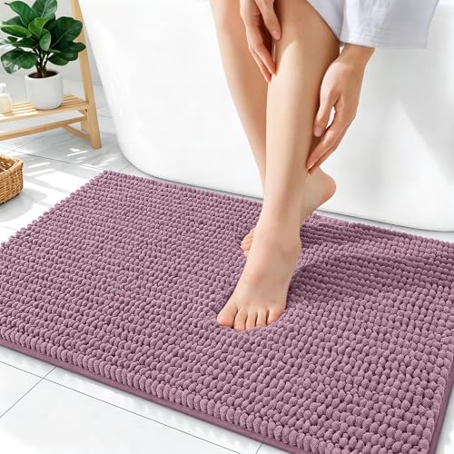 OLANLY Thick Chenille Absorbent Bathroom Rugs Mat 36x24, Deep Plum by OLANLY