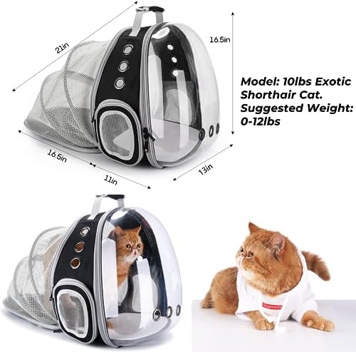 Lollimeow Expandable Bubble Cat Carrier Backpack, Supports up to 14 lbs - Image 2