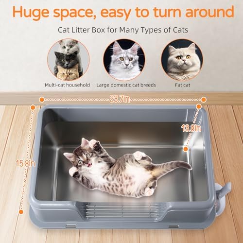 2 Pack Stainless Steel Cat Litter Box - Image 2
