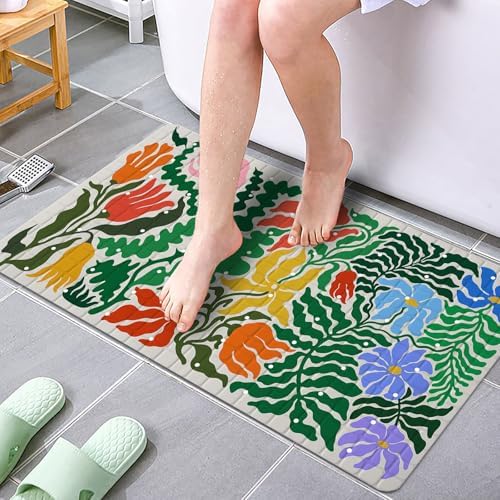 Plant Bathtub Mat Non Slip for Kids 27x16in Botanical Anti Slip Bath Mat for - Image 5