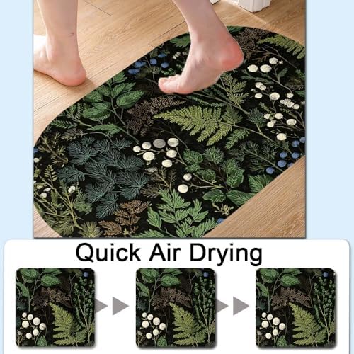 Green Ferns Botanical Super Absorbent Quick-Drying Bathroom Mat Rug, Rubber - Image 5