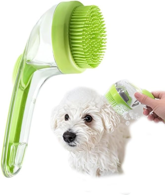Pet Bath Brush with Shampoo Dispenser, Silicone Massage Grooming Tool by RUIFANDAHK