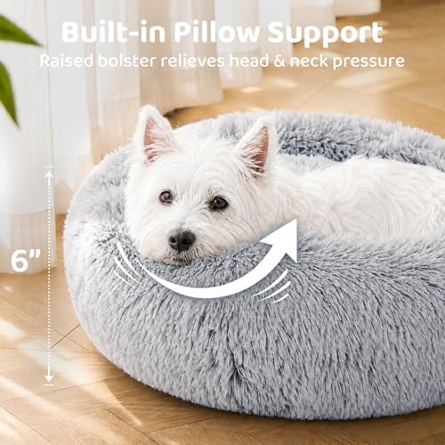 JOLLYVOGUE Dog Bed, Calming Anti-Anxiety Large Dog Bed, Fluffy Donut Cushion - Image 3