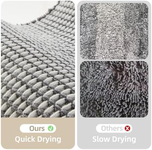 TYUU Waffle Runner Rug Bathroom, Long Boho Bath Mat, 72x24 Grey & White - Image 6