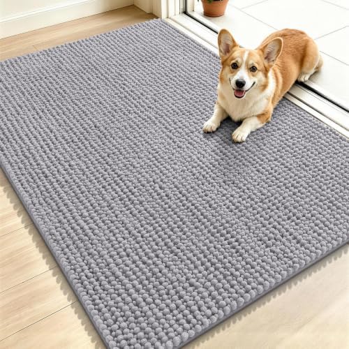Smiry Dog Door Mat for Muddy Paws 44x32, Ultra Absorbent Chenille Doormat by Smiry