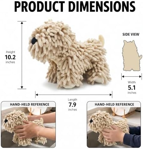 Chenille Dog Hand Towel Fuzzy Ball Dog Towel Animal Hand Towels - Image 3