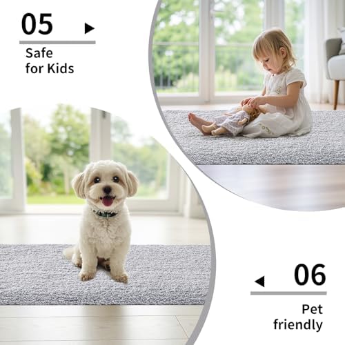 Disolla Silver Grey Bathroom Runner Rug 24x59, Soft Plush Large Bath Mat - Image 6