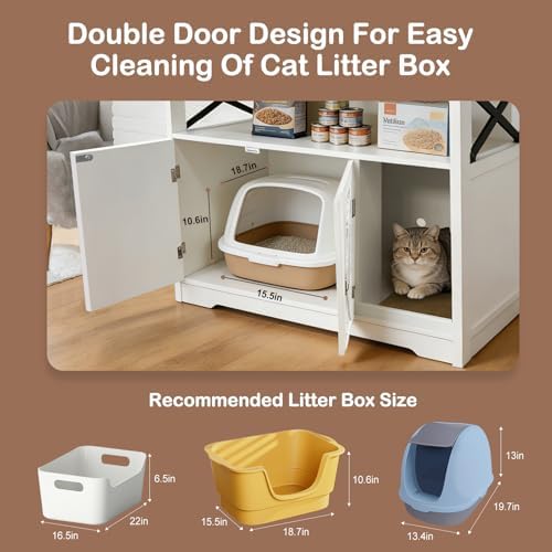 Cat Litter Box Enclosure, Hidden Litter Box Cabinet Furniture - Image 3
