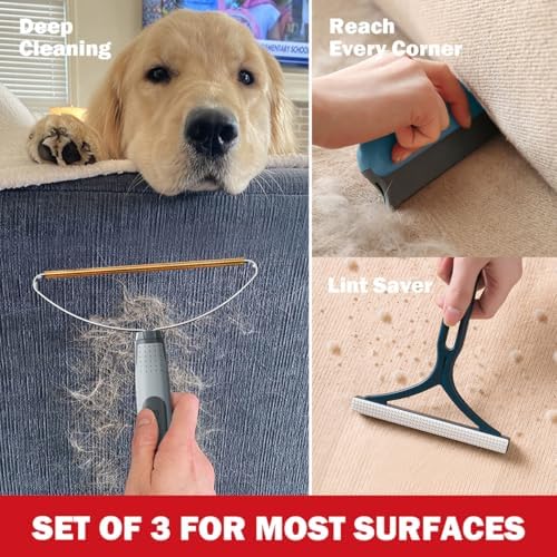 Pet Hair Remover 3-Pack, Reusable Dog & Cat Hair Removal Tools, Lint Shaver - Image 6