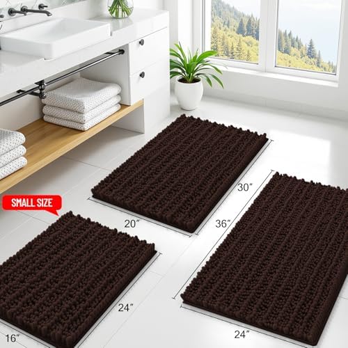 Smiry Bathroom Rugs 59X35, Extra Soft Rubber Backing Chenille Bath Mats - Image 2