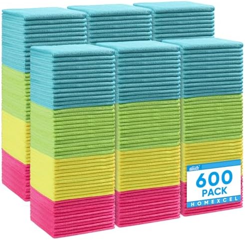 HOMEXCEL Microfiber Cleaning Cloth 600 Pack, Microfiber Towel by HOMEXCEL