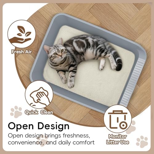 Large Cat Litter Box with High Sides, Durable Open Top Cat Litter Pan - Image 4