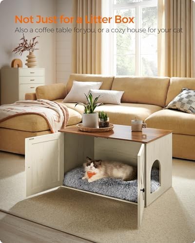 Feandrea Cat Litter Box Enclosure, End Table, 31.5 x 20.9 x 19.7 Inches - Image 3