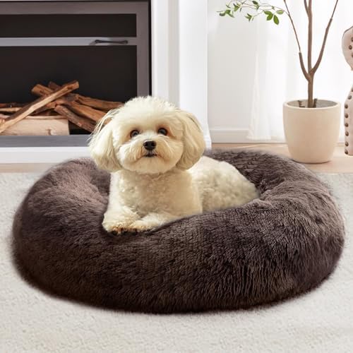 JOLLYVOGUE Calming Dog Bed Medium Size Dog, 31in Donut Washable Medium Pet Bed by JOLLYVOGUE