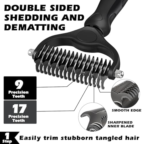 Professional 3PCS Self Cleaning Slicker Brush & Pet Grooming Rake & Flea Comb - Image 2