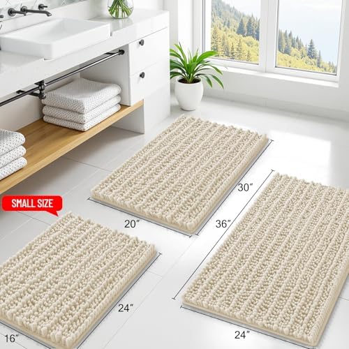Smiry Bathroom Rugs 48X32, Extra Soft Rubber Backing Chenille Bath Mats - Image 2