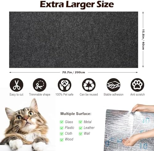 Cat Scratch Furniture Protector, 78.7"x15.8" Cat Scratch Pad - Image 2