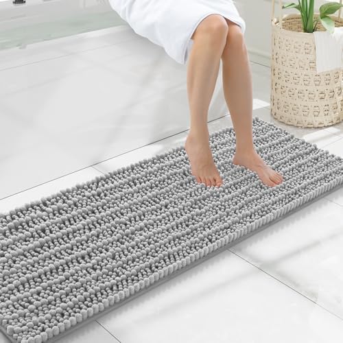 Smiry Bathroom Rugs 47X17, Extra Soft Rubber Backing Chenille Bath Mats by Smiry