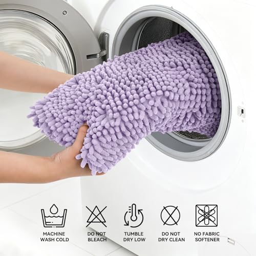 Bcoimo Bath Rug Mat, Chenille Extra Soft Lavender Bathroom Floor Shower Mats - Image 5