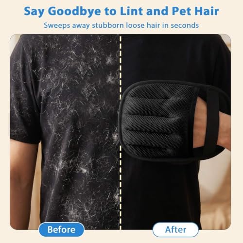 SUETT Pet Hair Removal Gloves, Reusable Five-Finger Grooming Gloves - Image 4