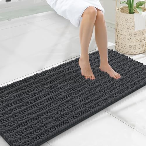Smiry Bathroom Rugs 47X20, Extra Soft Rubber Backing Chenille Bath Mats by Smiry