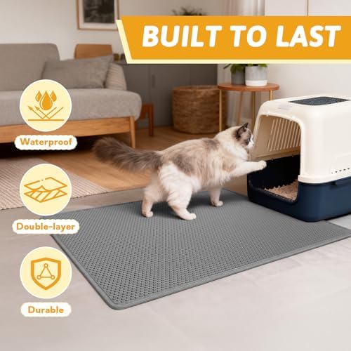Pieviev Cat Litter Mat, Double-Layer Waterproof Litter Trap - Image 7