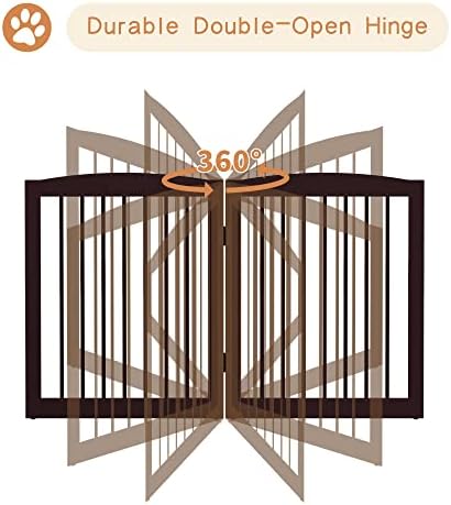 PUPETPO Freestanding Pet Gate for Dogs, Foldable Wooden Dog Gate for House - Image 6