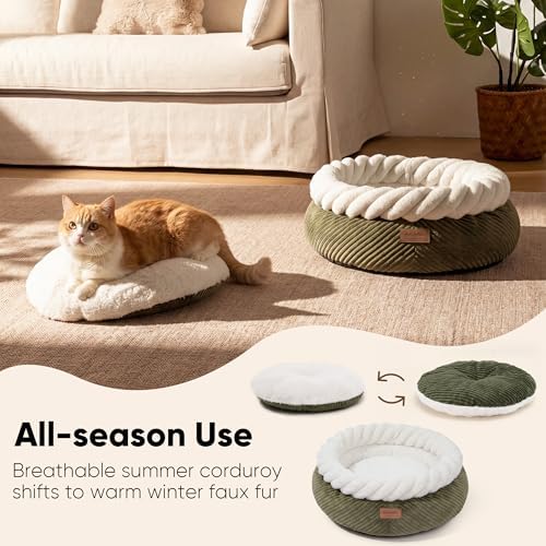FUKUMARU Cute Round Cat Bed, Calming Donut Small Dog Beds - Image 4
