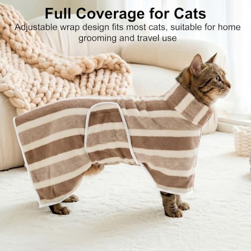 Fast Drying Dog Bathrobe, Super Absorbent Stripes Dogs Towel, Adjustable Warm - Image 7