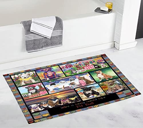 Love is Being Owned Pit Bull Dog Grey Bath Mat- Anti-Slip Pet Bath Mat by DoggieoftheDay