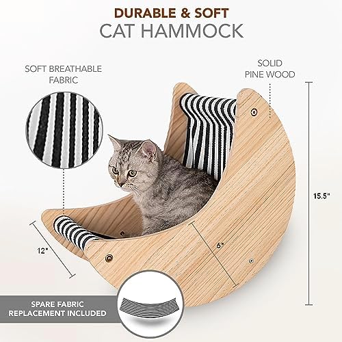 3-Piece Cat Wall Furniture Set: Hammock, Hexagon House & Climbing Steps - Image 2