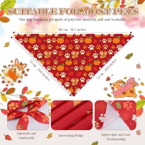 Preboun 100 Pcs Fall Paw Print Dog Bandanas Bulk, Autumn Thanksgiving Party - Image 3