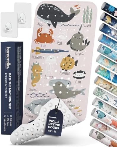 homerella Bathtub Mat Non Slip Kids 40x16 Baby Bath Mat Non Slip Anti Mold by Homerella