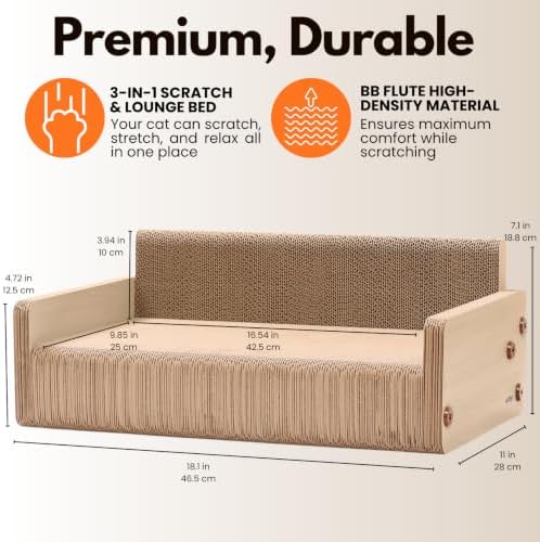 Cat Scratcher Lounge Chair – Horizontal Large Cat Scratcher Bed, Cardboard Cat - Image 3