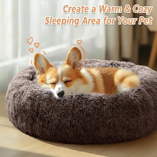 JOLLYVOGUE Calming Dog Bed Medium Size Dog, 31in Donut Washable Medium Pet Bed - Image 5