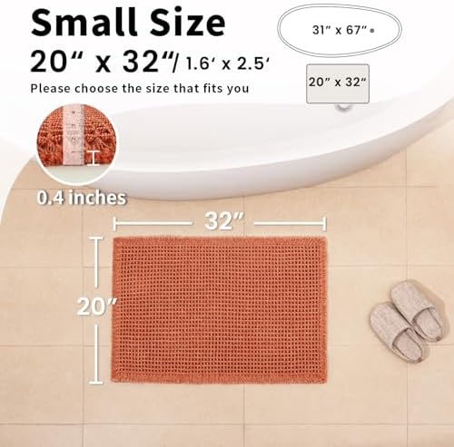 Burnt Orange Bathroom Rug, Fall Waffle Bath Mat Non Slip - Image 2