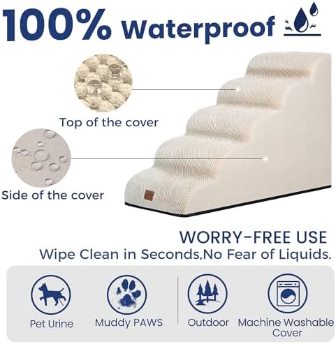 GoGoBunny Ramp Dog Stairs for High Beds 22.6" H, 5-Step Dog Slope Stairs - Image 6