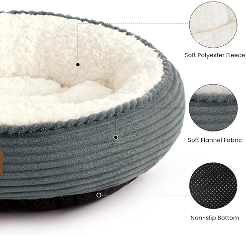 Love's cabin Round Donut Cat and Dog Cushion Bed, 30in Pet Bed - Image 2