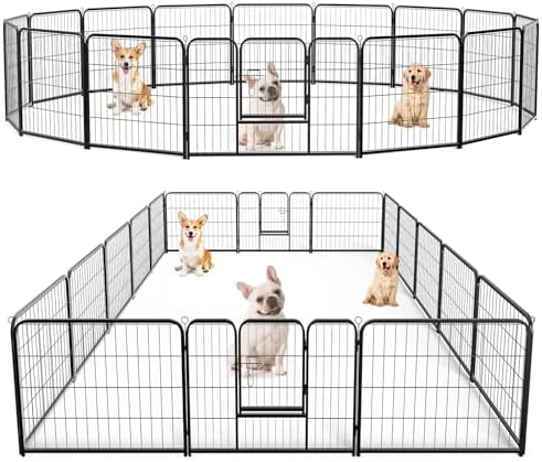 DUMOS Dog Playpen 16 Panels 24 Inch Indoor Outdoor Metal Pet Fence by DumosLifestyle
